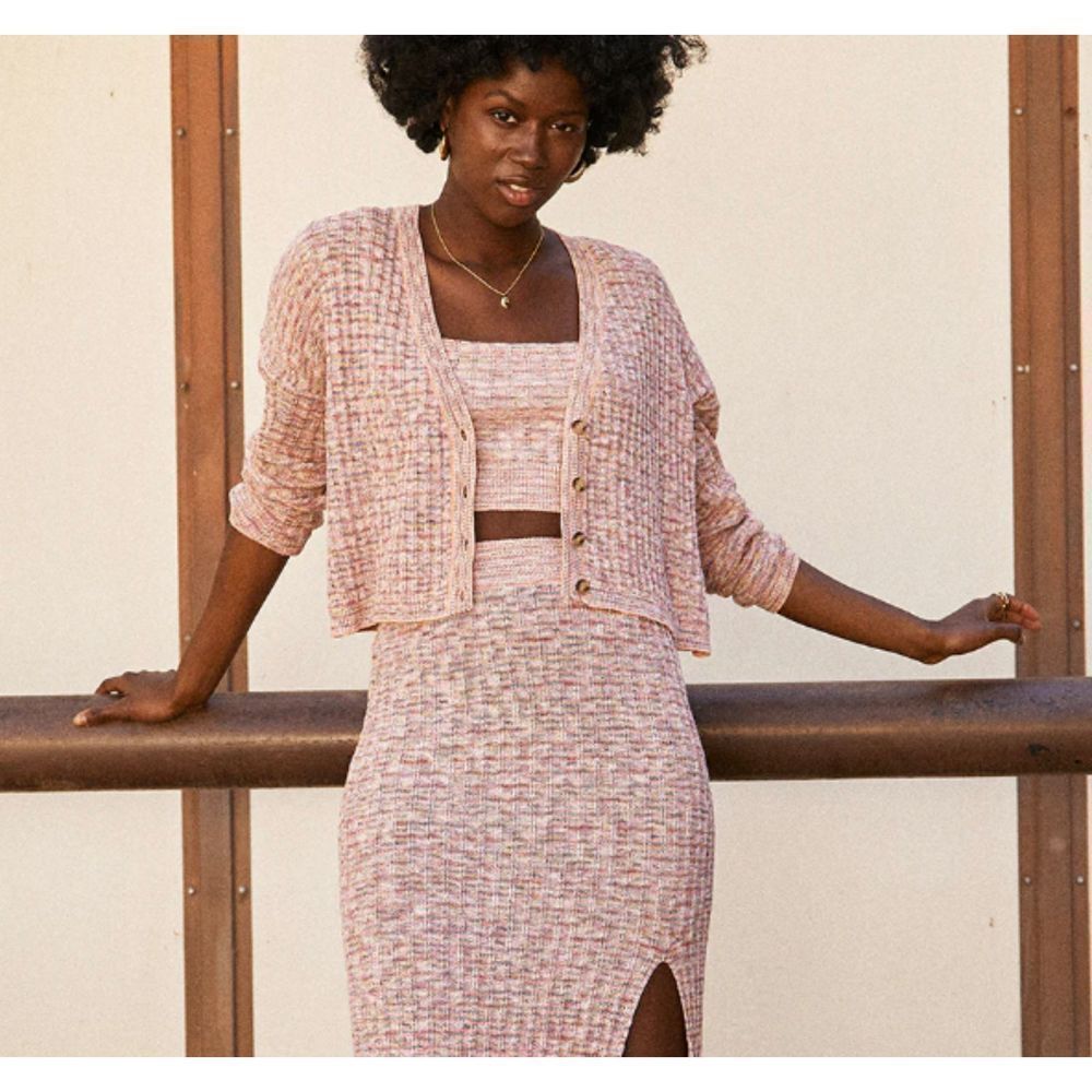 SAYLOR Tiggy Rainbow Rib Cardigan Sz M